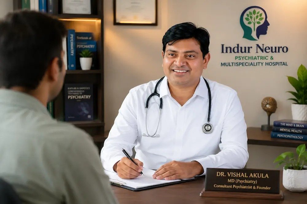 Dr. Vishal Akula in consultation at Indur Neuro Psychiatric and Multispeciality Hospital